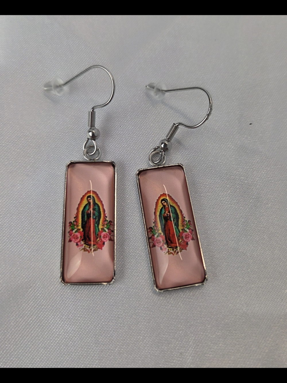 Pink Virgin MARY Rectangle Drop Earrings - Unbranded